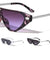 Inside Arrow Hinge One Piece Shield Lens Cat Eye Wholesale Sunglasses