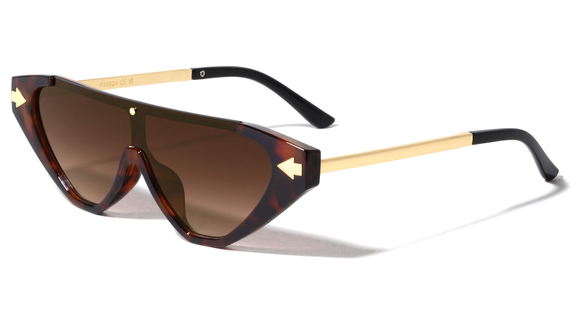 Inside Arrow Hinge One Piece Shield Lens Cat Eye Wholesale Sunglasses