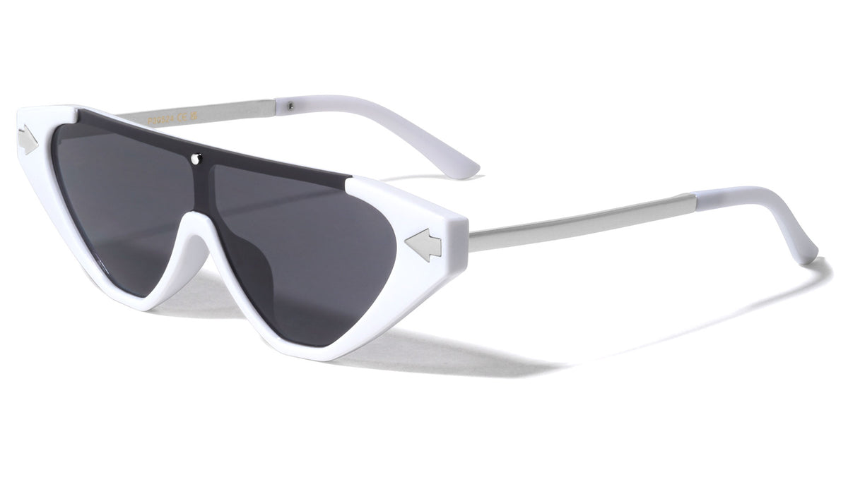 Inside Arrow Hinge One Piece Shield Lens Cat Eye Wholesale Sunglasses