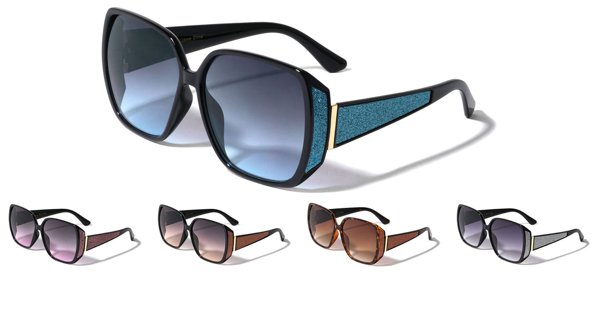 Color Glitter Side Temple Fashion Butterfly Wholesale Sunglasses