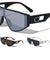 Oval Temple Cutout Flat Top One Piece Shield Wholesale Sunglasses
