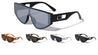 Oval Temple Cutout Flat Top One Piece Shield Wholesale Sunglasses