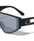 Oval Temple Cutout Flat Top One Piece Shield Wholesale Sunglasses