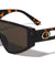 Oval Temple Cutout Flat Top One Piece Shield Wholesale Sunglasses