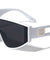 Oval Temple Cutout Flat Top One Piece Shield Wholesale Sunglasses