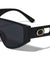 Oval Temple Cutout Flat Top One Piece Shield Wholesale Sunglasses