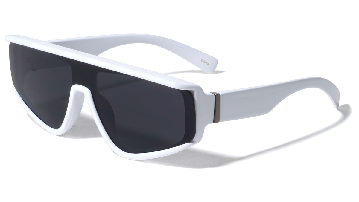Flat Top One Piece Shield Lens Oval Wholesale Sunglasses