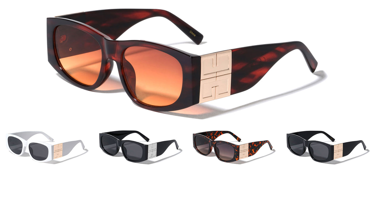 Greek Key Hinge Thick Temple Butterfly Wholesale Sunglasses