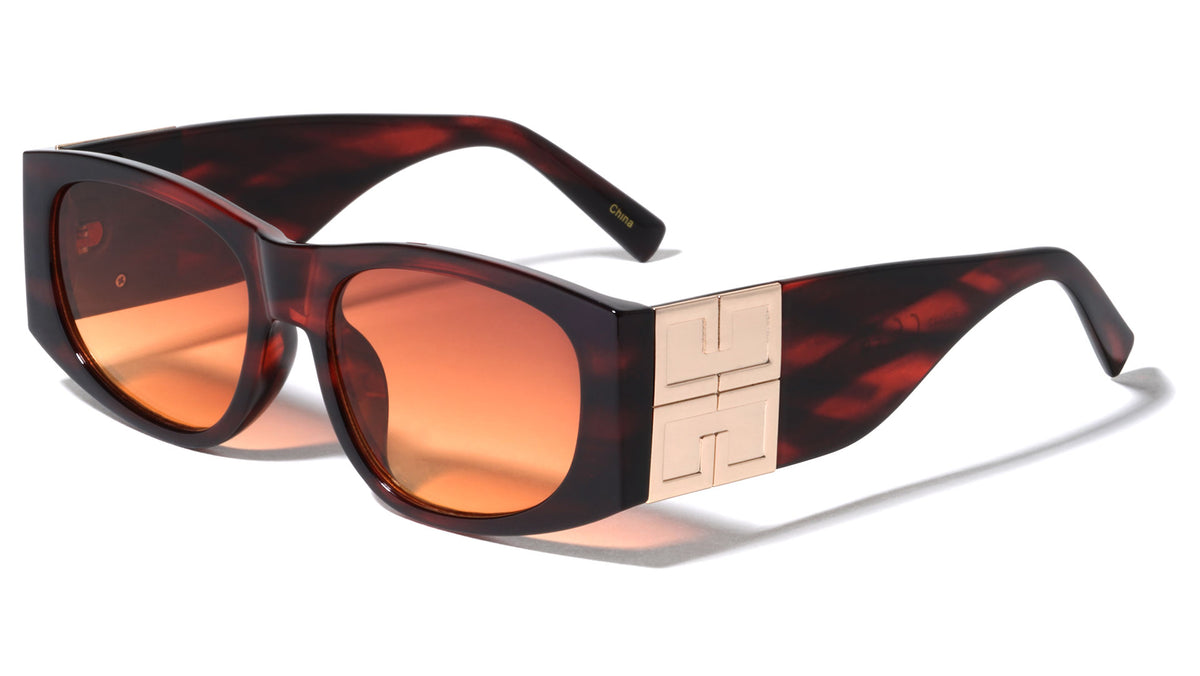 Greek Key Hinge Thick Temple Butterfly Wholesale Sunglasses