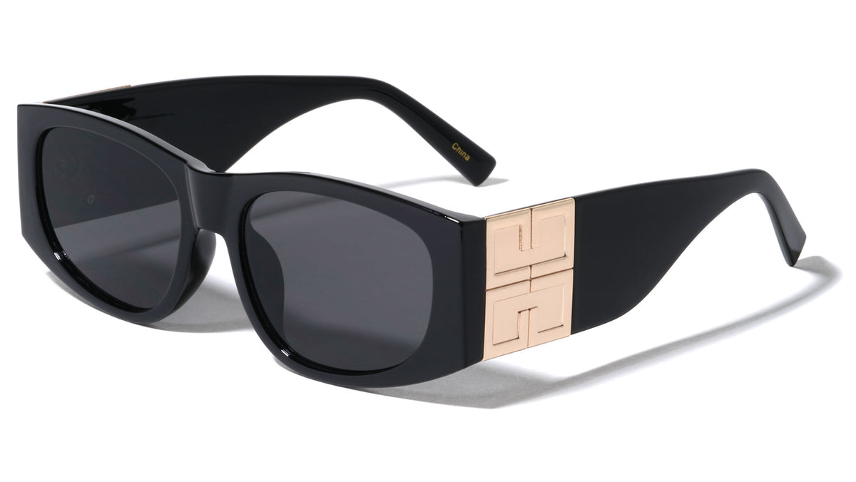 Greek Key Hinge Thick Temple Butterfly Wholesale Sunglasses