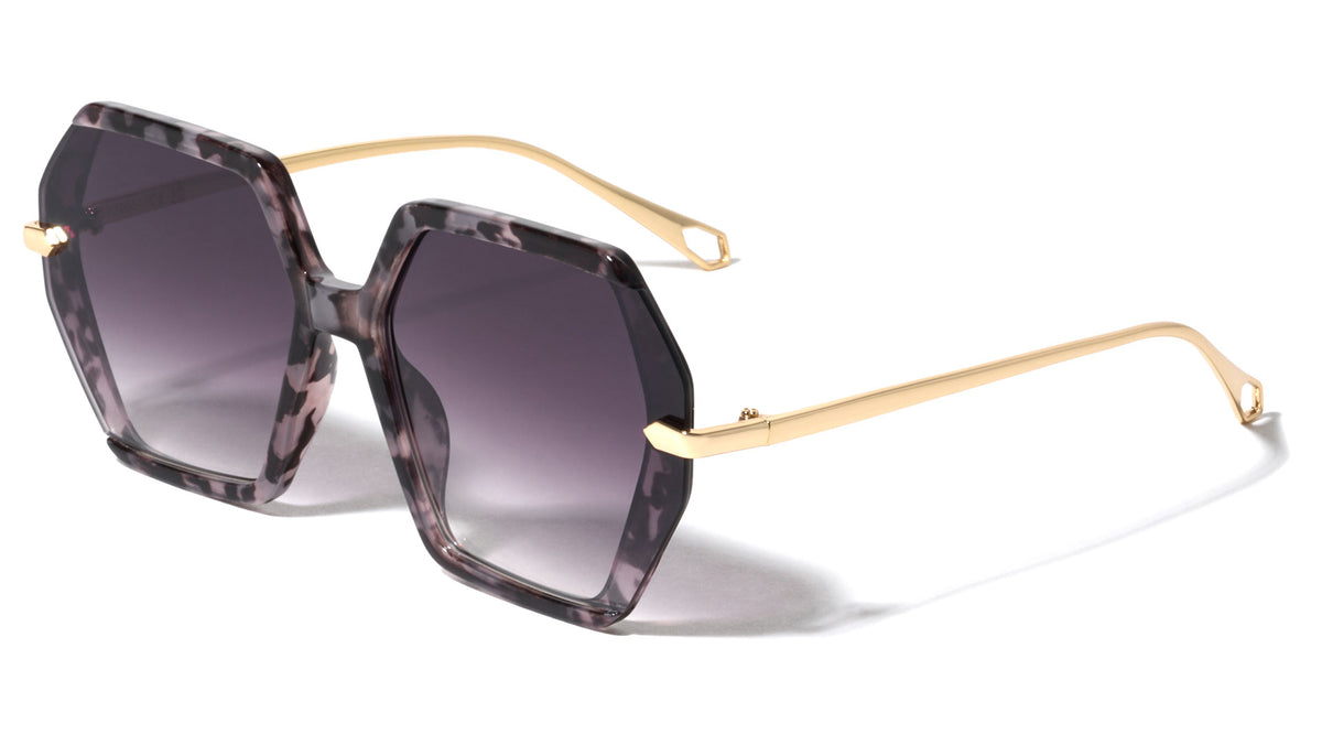 Temple Tip Loop Geometric Hexagon Wholesale Sunglasses