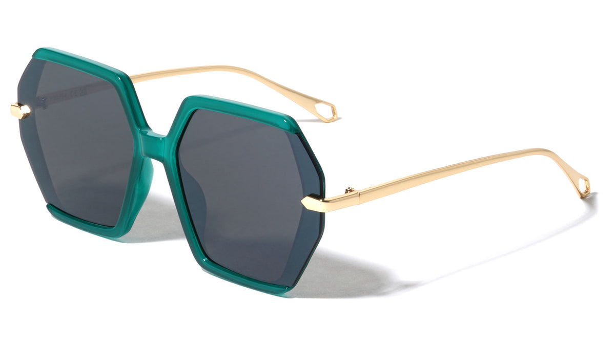 Temple Tip Loop Geometric Hexagon Wholesale Sunglasses