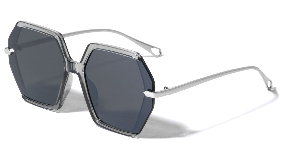 Temple Tip Loop Geometric Hexagon Wholesale Sunglasses