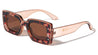 Dot Studded Frontal Demi Accent Rectangle Wholesale Sunglasses