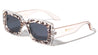 Dot Studded Frontal Demi Accent Rectangle Wholesale Sunglasses