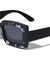 Dot Studded Frontal Demi Accent Rectangle Wholesale Sunglasses