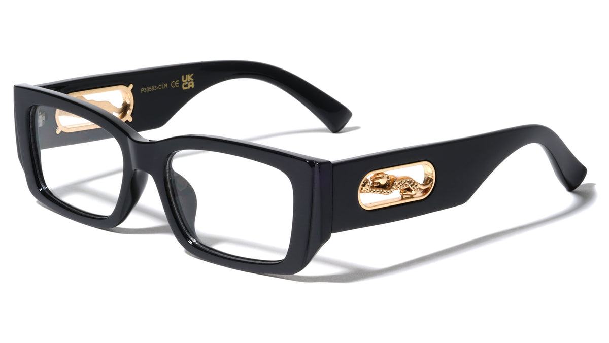 Clear Jaguar Temple Cutout Fashion Rectangle Wholesale Eyewear