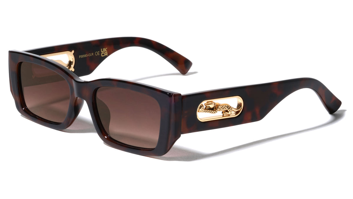 Clear Jaguar Temple Cutout Fashion Rectangle Wholesale Eyewear