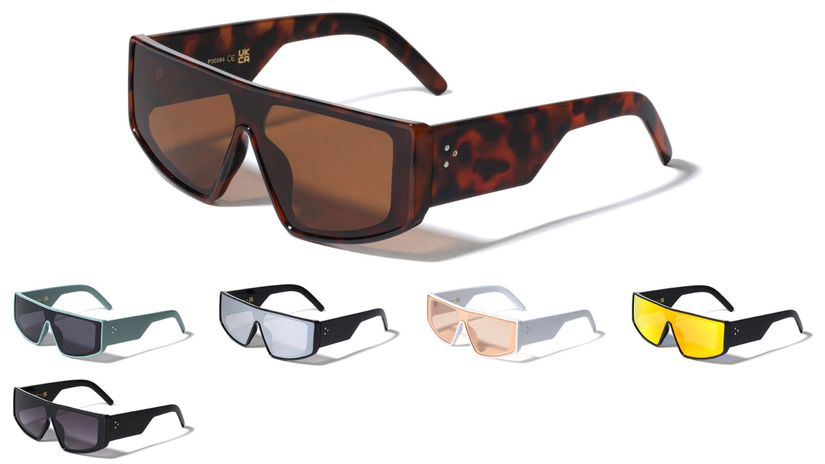 Wide One Piece Shield Lens Rectangle Fashion Wholesale Sunglasses