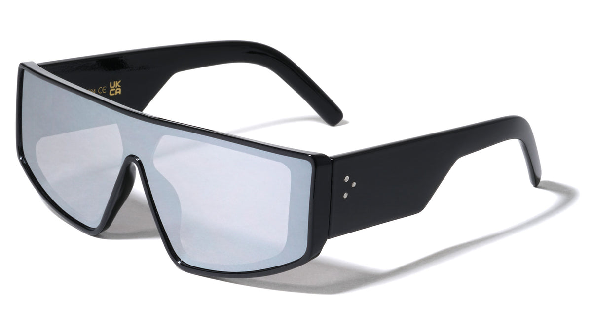Wide One Piece Shield Lens Rectangle Fashion Wholesale Sunglasses