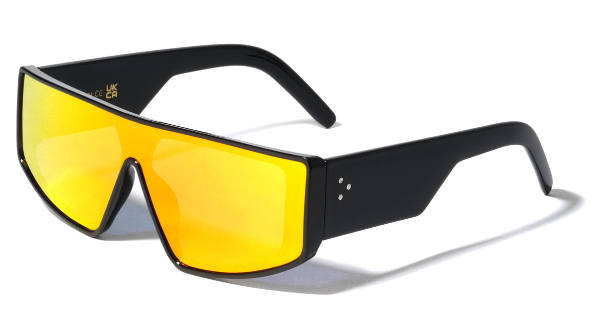 Wide One Piece Shield Lens Rectangle Fashion Wholesale Sunglasses