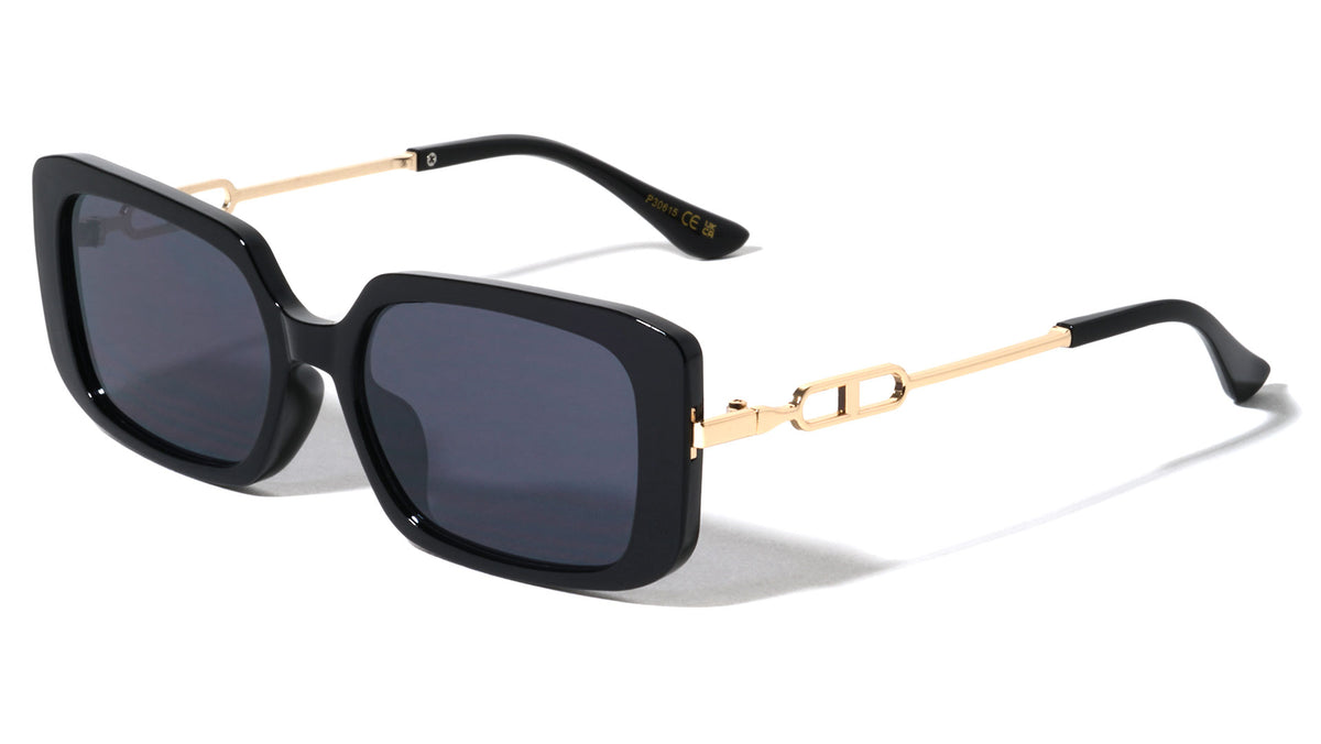 Thin Oval Temple Cutout Fashion Rectangle Wholesale Sunglasses
