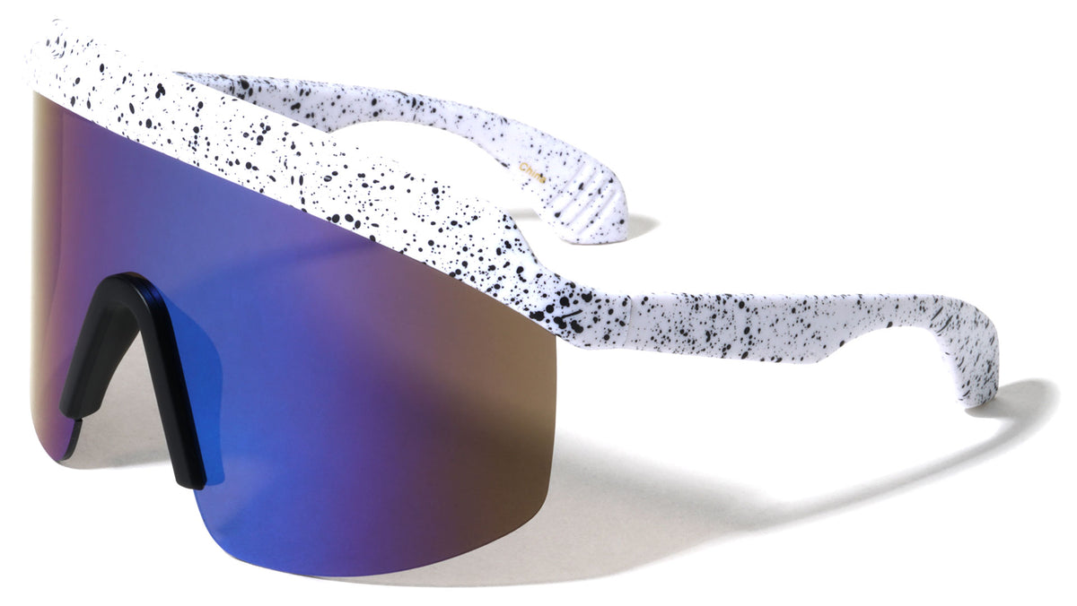 Wide Tips Semi-Rimless Oversized One Piece Shield Sports Wholesale Sunglasses