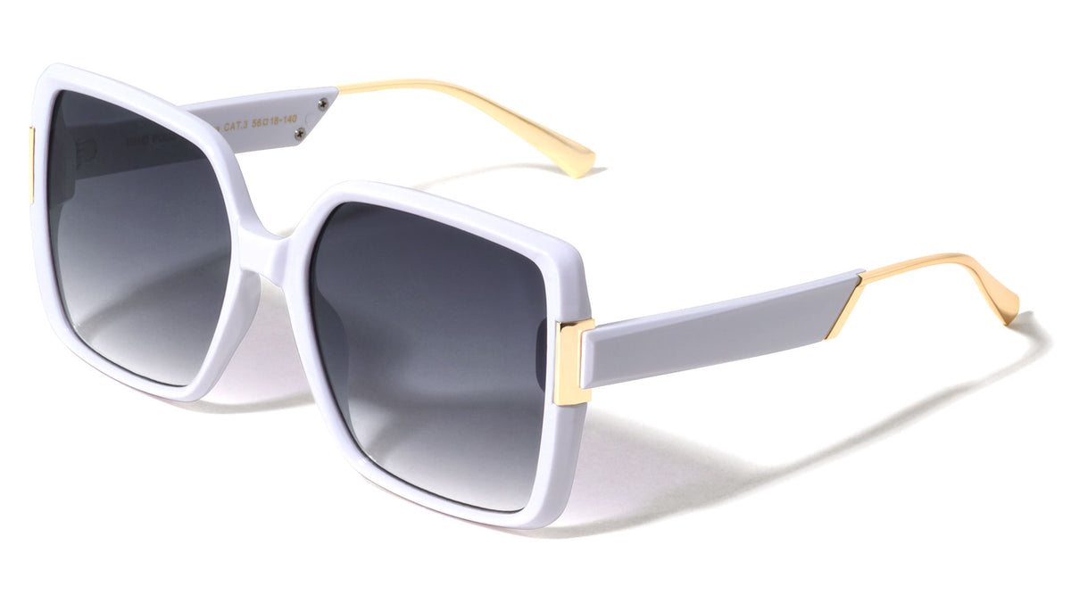 Gold Hinge Tip Accent Fashion Squared Butterfly Wholesale Sunglasses