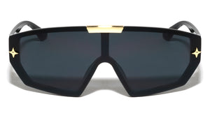 Star Hinge Accent One Piece Shield Lens Wholesale Sunglasses