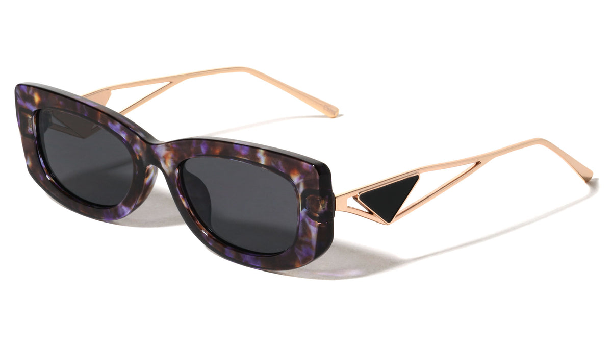 Triangular Temple Cutout Accent Fashion Wide Butterfly Wholesale Sunglasses
