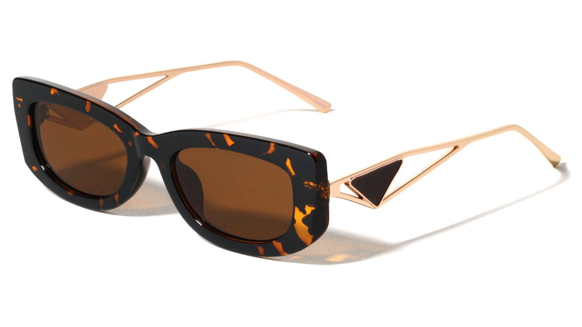 Triangular Temple Cutout Accent Fashion Wide Butterfly Wholesale Sunglasses