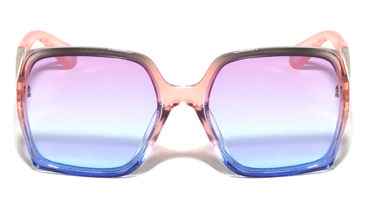 Oversized Geometric Temple Plate Accent Fashion Butterfly Wholesale Sunglasses