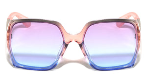 Oversized Geometric Temple Plate Accent Fashion Butterfly Wholesale Sunglasses