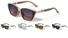 Beige Check Temple Pattern Dot Studded Fashion Butterfly Wholesale Sunglasses
