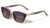 Beige Check Temple Pattern Dot Studded Fashion Butterfly Wholesale Sunglasses