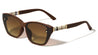 Beige Check Temple Pattern Dot Studded Fashion Butterfly Wholesale Sunglasses