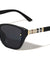 Beige Check Temple Pattern Dot Studded Fashion Butterfly Wholesale Sunglasses