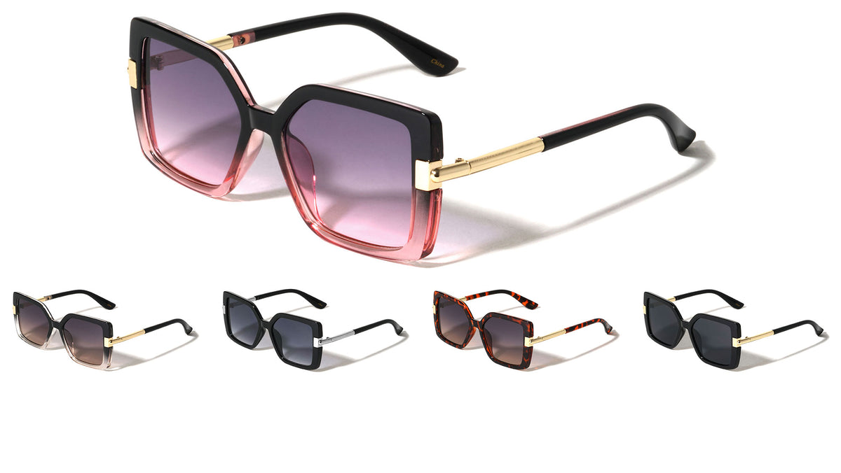 Cylinder Hinge Accent Fashion Squared Butterfly Wholesale Sunglasses