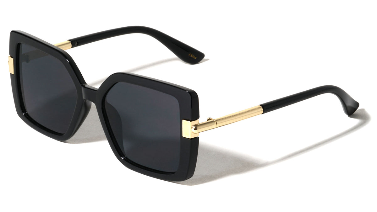 Cylinder Hinge Accent Fashion Squared Butterfly Wholesale Sunglasses