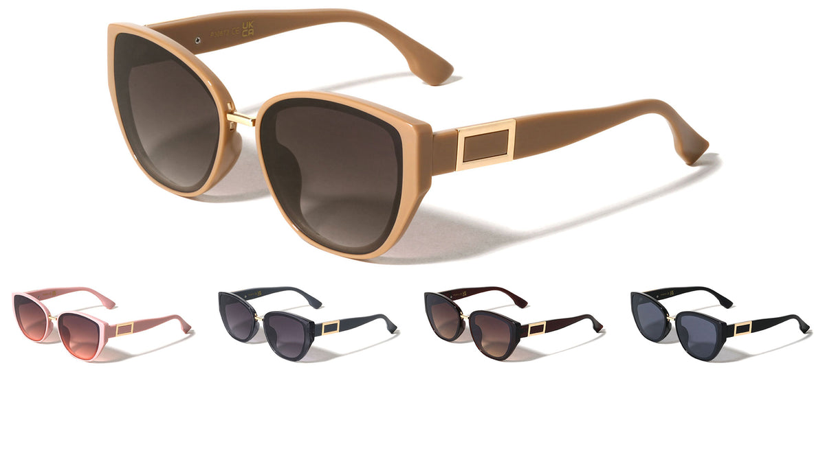 Rectangle Temple Accent Fashion Cat Eye Wholesale Sunglasses