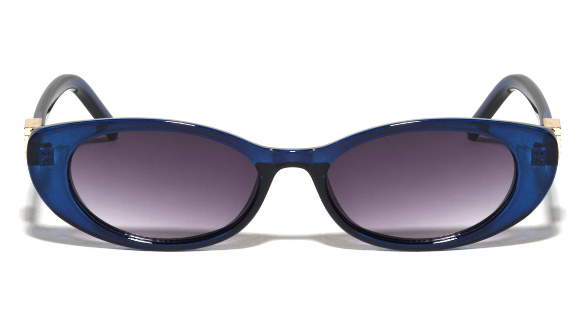 Temple Studded Square Accent Retro Fashion Oval Cat Eye Wholesale Sunglasses