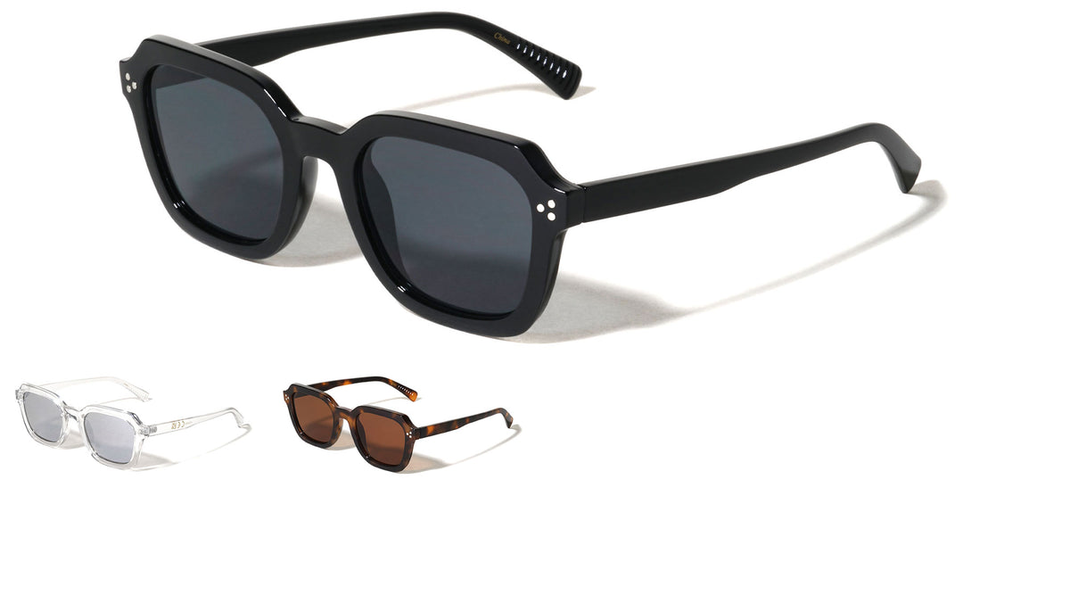 Three Dot Stud Accent Geometric Square Wholesale Sunglasses
