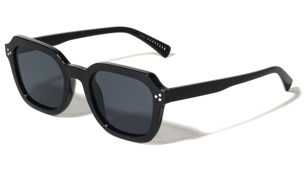 Three Dot Stud Accent Geometric Square Wholesale Sunglasses