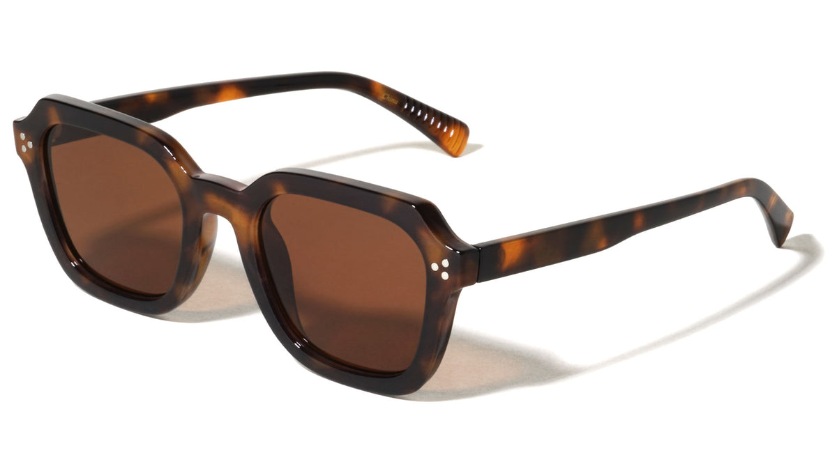 Three Dot Stud Accent Geometric Square Wholesale Sunglasses