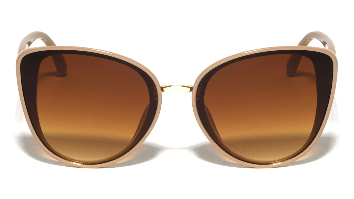 Oval Hinge Accent Fashion Oversized Cat Eye Wholesale Sunglasses