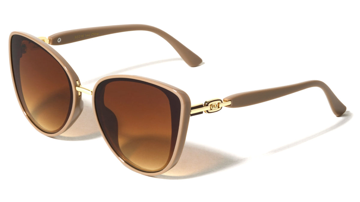 Oval Hinge Accent Fashion Oversized Cat Eye Wholesale Sunglasses