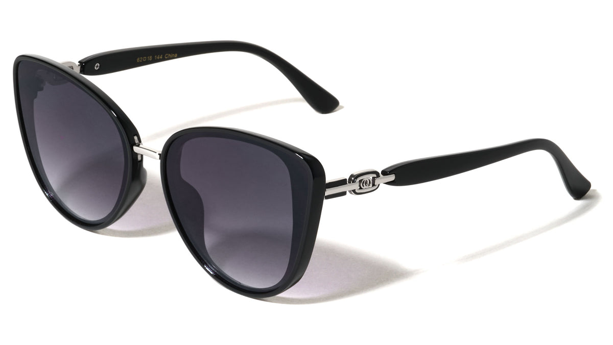 Oval Hinge Accent Fashion Oversized Cat Eye Wholesale Sunglasses