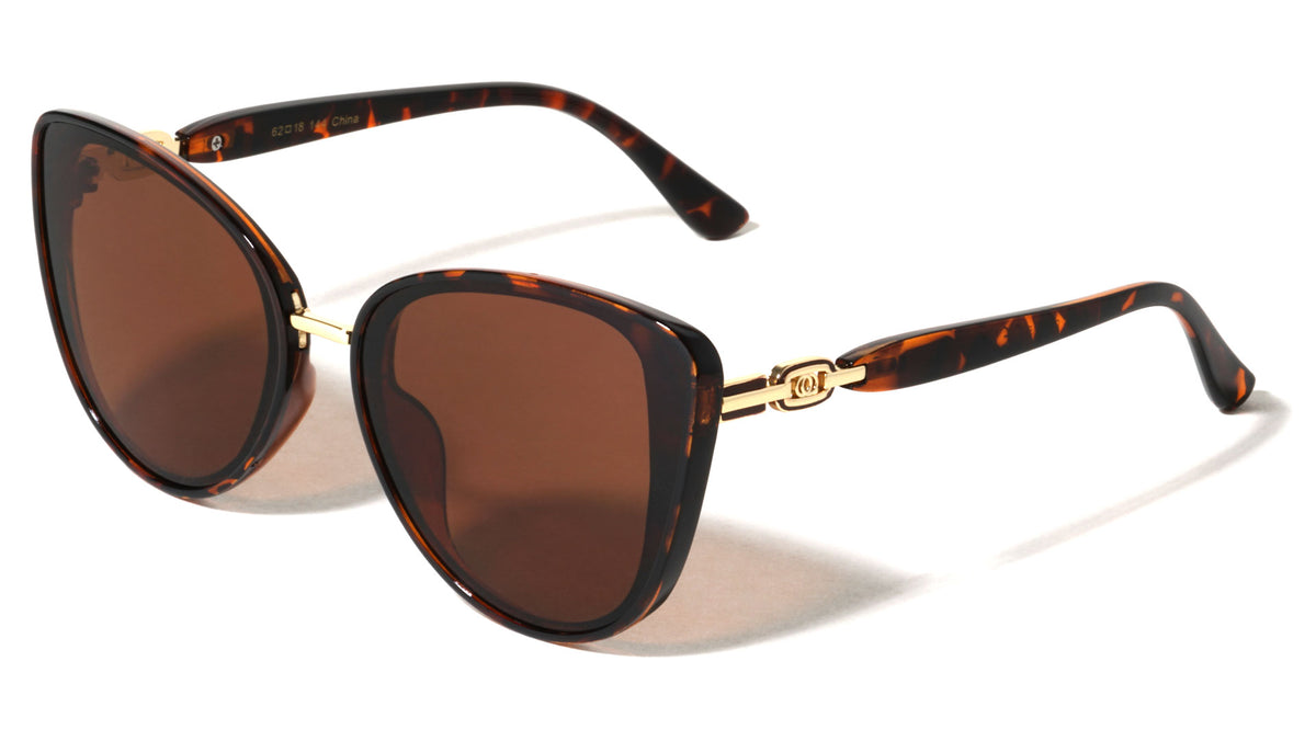 Oval Hinge Accent Fashion Oversized Cat Eye Wholesale Sunglasses