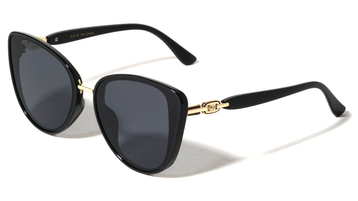 Oval Hinge Accent Fashion Oversized Cat Eye Wholesale Sunglasses