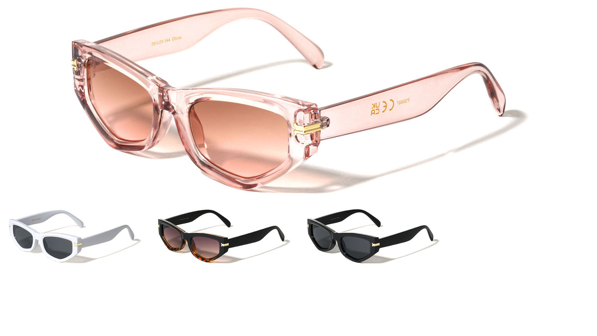 Side Frame Gold Accent Fashion Geometric Cat Eye Wholesale Sunglasses